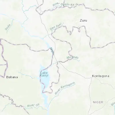 Map showing location of Bin Yauri (10.782300, 4.811350)
