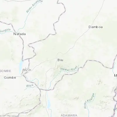 Map showing location of Biu (10.612850, 12.194580)