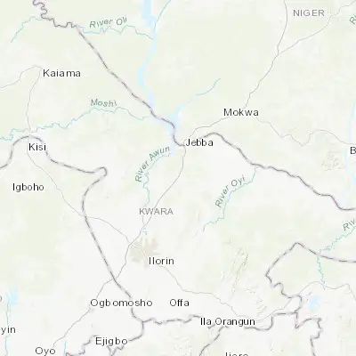Map showing location of Bode Saadu (8.939000, 4.782270)