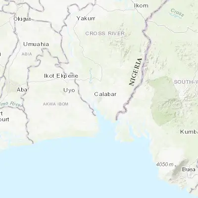 Map showing location of Calabar (4.958930, 8.326950)