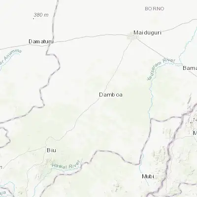 Map showing location of Damboa (11.155340, 12.756380)