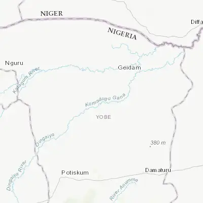 Map showing location of Dapchi (12.495360, 11.499770)