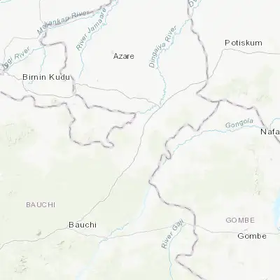 Map showing location of Darazo (10.999200, 10.410620)