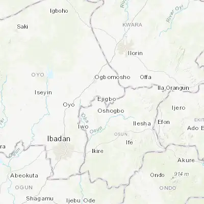 Map showing location of Ejigbo (7.902920, 4.314190)