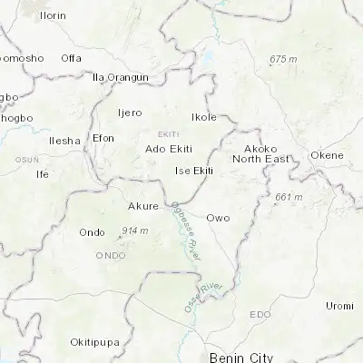 Map showing location of Emure-Ekiti (7.436360, 5.459250)