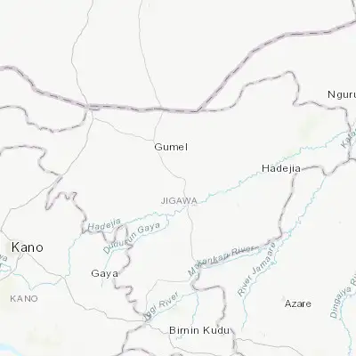 Map showing location of Gagarawa (12.408480, 9.528810)