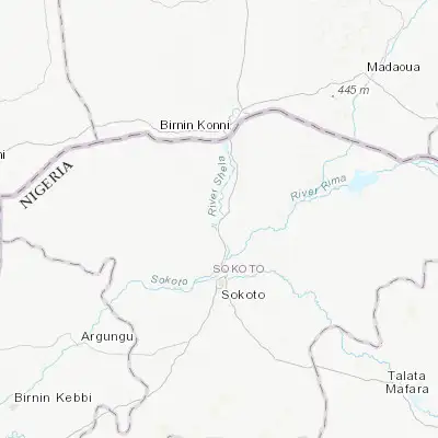 Map showing location of Gwadabawa (13.358190, 5.238120)