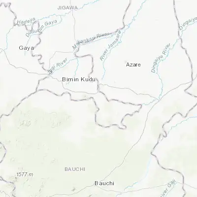 Map showing location of Gwaram (11.277270, 9.883850)