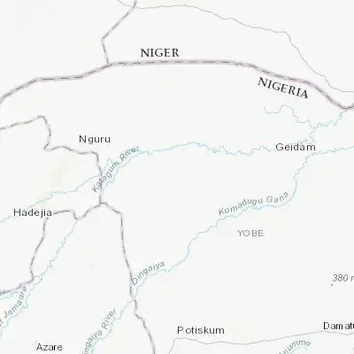 Map showing location of Gwio Kura (12.674790, 11.066900)