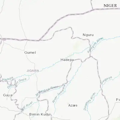 Map showing location of Hadejia (12.453470, 10.041150)