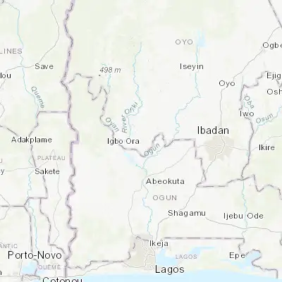 Map showing location of Igbo-Ora (7.433830, 3.287880)