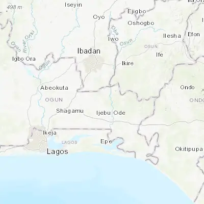 Map showing location of Ijebu-Igbo (6.971980, 3.999380)
