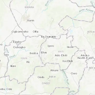 Map showing location of Ijero-Ekiti (7.815140, 5.067160)