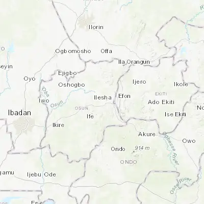 Map showing location of Ilesa (7.627890, 4.741610)