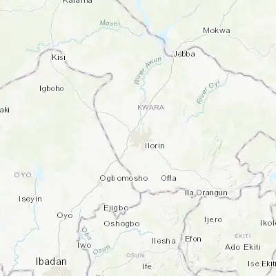 Map showing location of Ilorin (8.496640, 4.542140)
