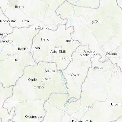 Map showing location of Ise-Ekiti (7.464780, 5.423330)