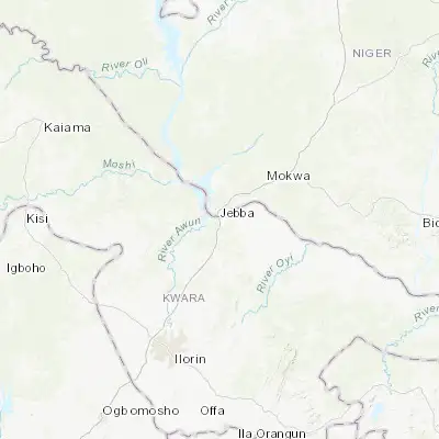 Map showing location of Jebba (9.119720, 4.823600)