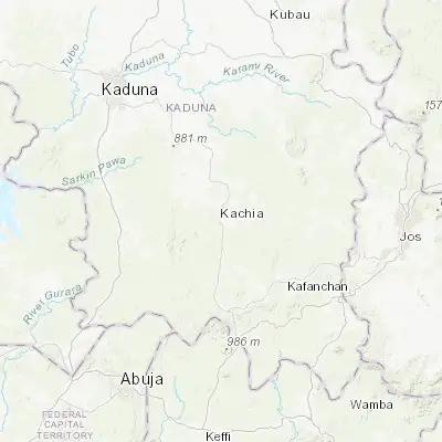 Map showing location of Kachia (9.873420, 7.954070)