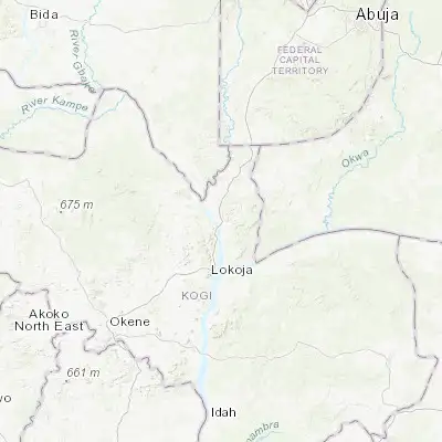Map showing location of Koton-Karfe (8.088340, 6.798760)