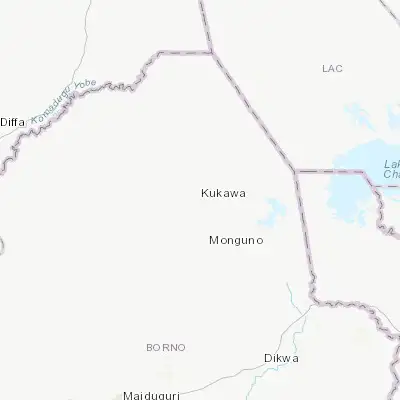 Map showing location of Kukawa (12.924750, 13.566170)