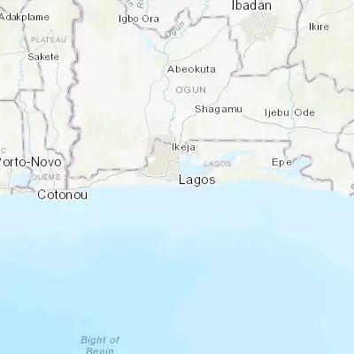 Map showing location of Lagos (6.454070, 3.394670)