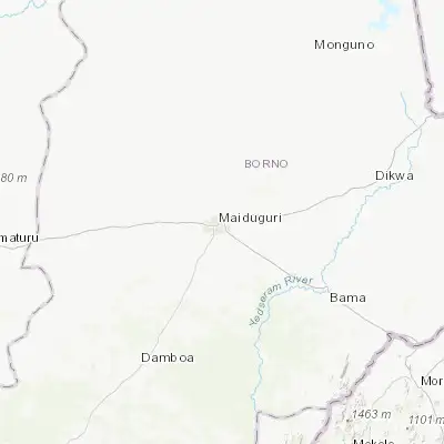 Map showing location of Maiduguri (11.846920, 13.157120)