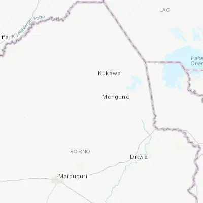 Map showing location of Monguno (12.670590, 13.612240)