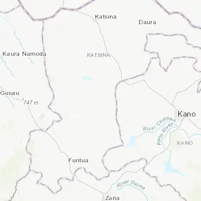 Map showing location of Musawa (12.129490, 7.670230)