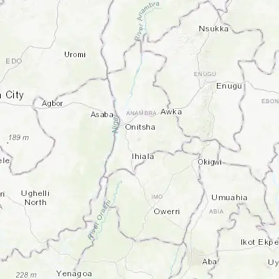 Map showing location of Nnewi (6.019620, 6.917290)