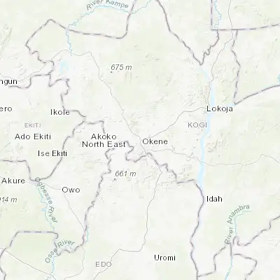 Map showing location of Ogaminana (7.593830, 6.217980)