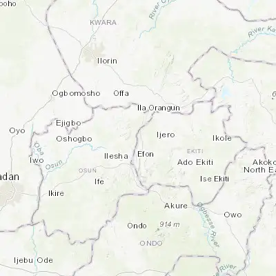 Map showing location of Oke Mesi (7.816670, 4.916670)