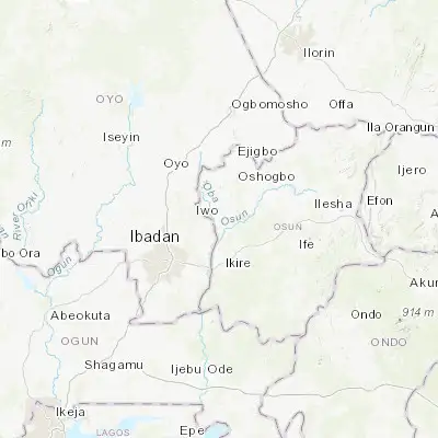 Map showing location of Olupona (7.600000, 4.183330)