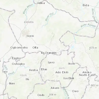 Map showing location of Omu-Aran (8.133850, 5.100290)