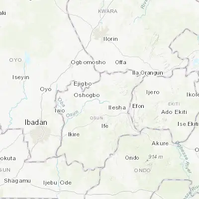Map showing location of Osogbo (7.771040, 4.556980)
