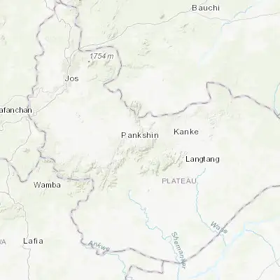 Map showing location of Pankshin (9.325410, 9.435200)