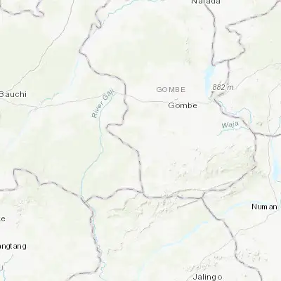 Map showing location of Pindiga (9.984330, 10.952290)