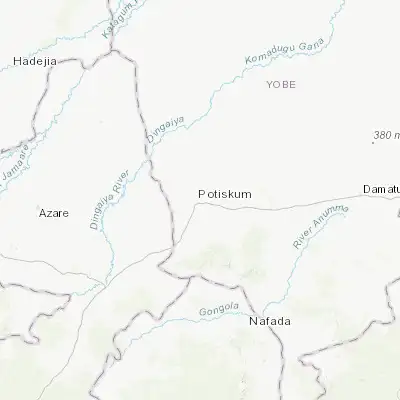 Map showing location of Potiskum (11.713910, 11.081080)