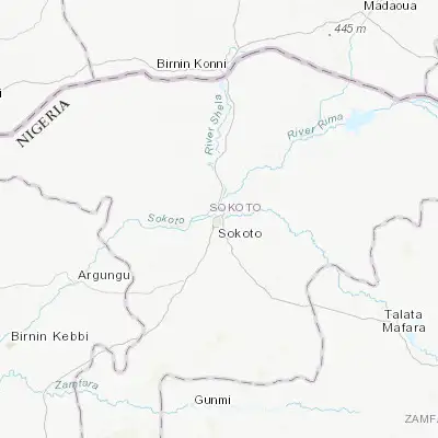 Map showing location of Sokoto (13.062690, 5.243220)