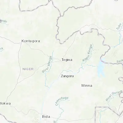 Map showing location of Tegina (10.070600, 6.190600)
