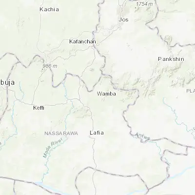 Map showing location of Wamba (8.941530, 8.603150)