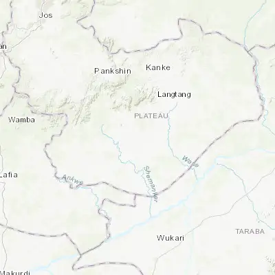 Map showing location of Yelwa (8.833330, 9.633330)