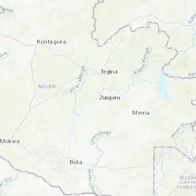 Map showing location of Zungeru (9.807260, 6.152380)