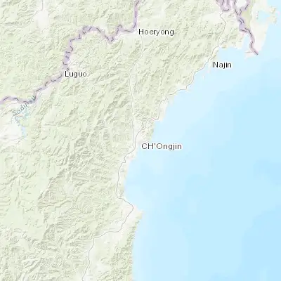 Map showing location of Chongjin (41.795560, 129.775830)