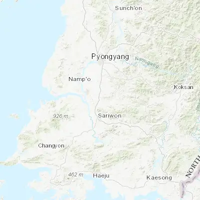Map showing location of Hwangju-ŭp (38.670280, 125.776110)