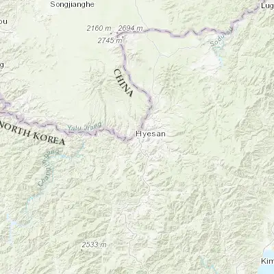 Map showing location of Hyesan-dong (41.395420, 128.187520)