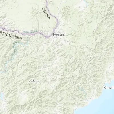 Map showing location of Kapsan-ŭp (41.090280, 128.293330)