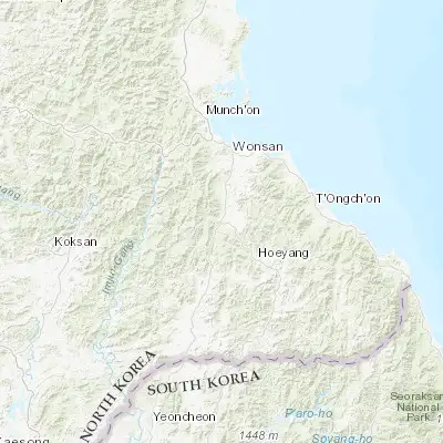 Map showing location of Kosan (38.855830, 127.418060)