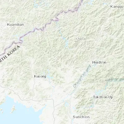 Map showing location of Pukchil-lodongjagu (40.201940, 125.748330)