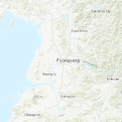 Map showing location of Pyongyang (39.033850, 125.754320)