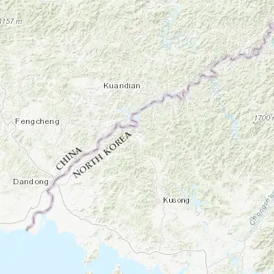 Map showing location of Sakchu-ŭp (40.389440, 125.046670)